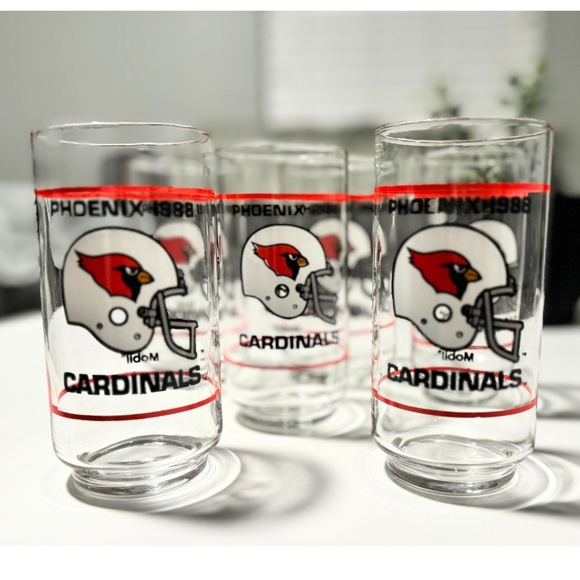 Set of 6- Vintage Arizona Phoenix Cardinals 1988 Mobil Drink Ware - Picture 5 of 6